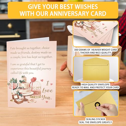 Vintage Anniversary Card for Husband & Wife - Heartfelt Message
