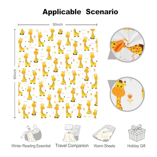 Giraffe Flannel Blanket 50x60 Inch - Soft Cozy Safari Animal Throw for Sofa & Bed - Animal Lover Gift, Variation: Giraffe / Animal Print