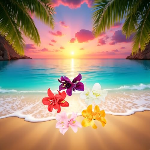 5-Piece Artificial Hawaiian Hibiscus Plumeria Flower Hair Clip Set