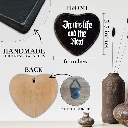 In This Life And The Next Gothic Heart Wooden Wall Sign - 6x5.5 inch
