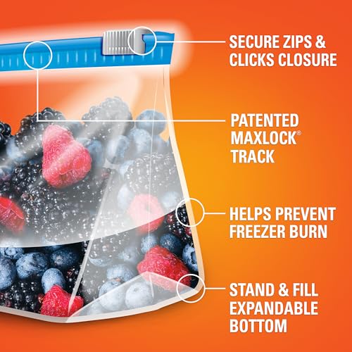 Hefty Slider Quart Freezer Bags, 74 Count - Extra Strong Seal