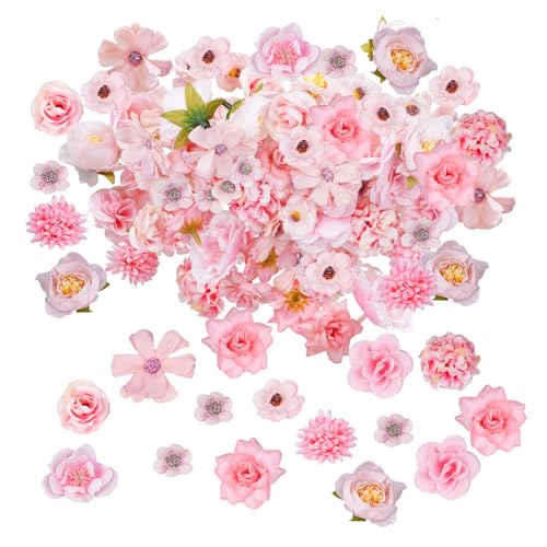 Pink Mini Artificial Flower Heads – 48 Pcs for DIY Crafts & Decor