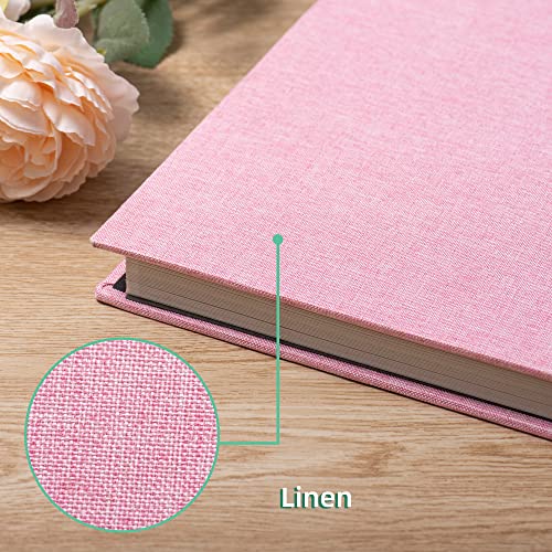 9.8x9 Inch Pink Photo Album Self Adhesive Scrapbook with 30 Pages - Linen Cover