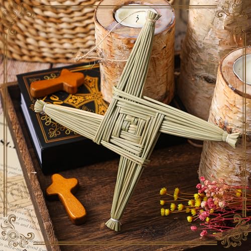 St. Brigid's Wall Cross Decor - Irish Blessing Gift with History Card (8 in, Green)