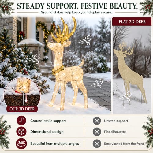 48-Inch Lighted Outdoor Christmas Reindeer Decoration with LED Lights
