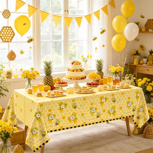 Bee Tablecloth 3 Pack Honey Bee Party Table Cover 51x86 Inch