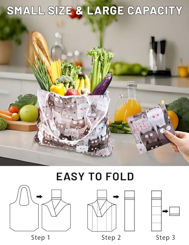 GAUENEEN 4-Pack Reusable Grocery Bags - Foldable, Waterproof Tote Bags