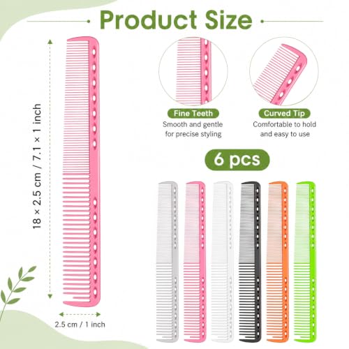 JJUNW 6-Piece Professional Cutting Combs Heat Resistant Hair Styling Set