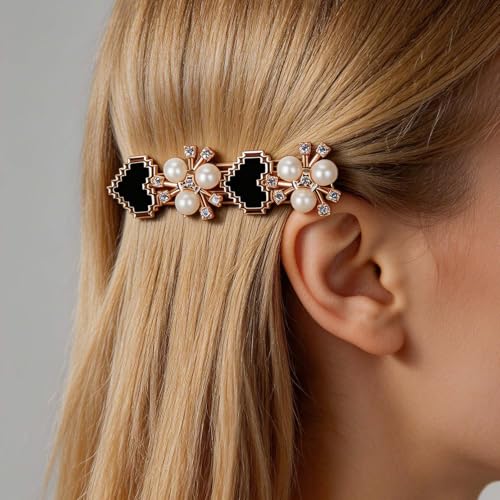 JessLab Metal Rhinestone Hair Clips Set - 6 Pcs Amber Barrettes