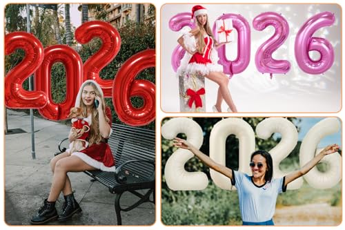 32-Inch Red 2026 Foil Number Balloons – Perfect for Celebrations