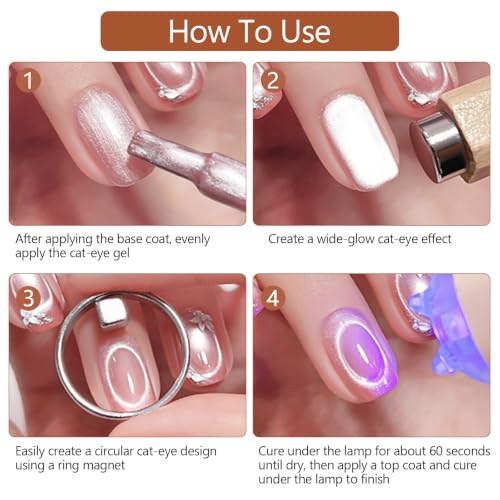 Cat Eye Nail Magnet Set - Hollow Ring, Square & French Y Magnets