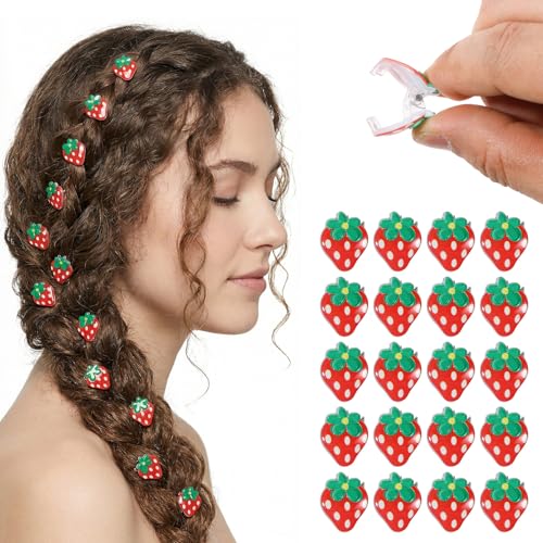20 Pcs Mini Strawberry Hair Claw Clips Cute Tiny Fruit Barrettes