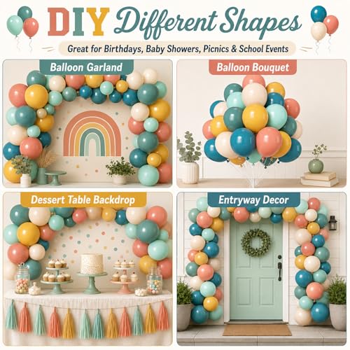 60PCS Retro Multicolor Balloons Set for Birthday & Baby Showers