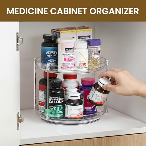 2-Tier Non-Skid Acrylic Lazy Susan - Rotating Spice Rack Organizer, 9.25"