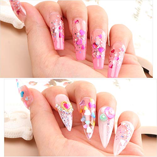 Changar Holographic Heart Nail Art Glitter Sequins & Decals