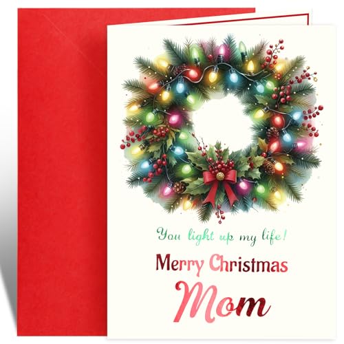 Merry Christmas Card for Mom - 5x7 Inch Holiday Greeting