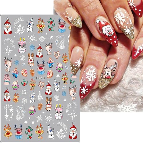 8 Sheets Christmas Nail Stickers 3D Winter Holiday Nail Decals