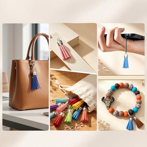 Youbay Leather Tassel Keychain Charm Set - 50 Pieces in 25 Colors
