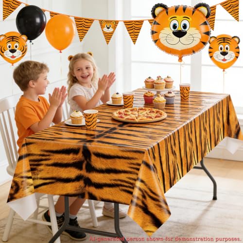 4 Pack Jungle Safari Animal Print Tablecloths - Colorful Wildlife Theme