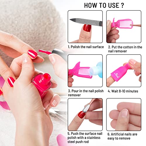 Ponjowl 10 Pcs Pink Gel Nail Polish Remover Soak Off Clips Reusable