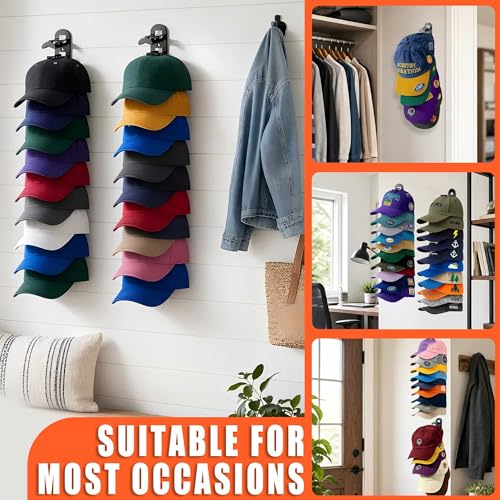 Hat Organizer Rack - 2 Pack Wall Mounted Baseball Cap Storage