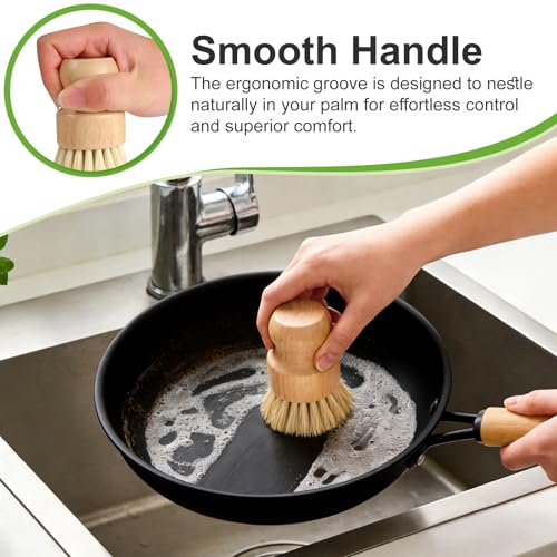 Eco-Friendly Bamboo Dish Brush Set | Natural Wooden Scrubber with Sisal Bristles