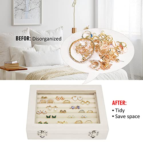 Vicoter Velvet Jewelry Organizer Tray - 7 Slot Earring & Ring Storage Box