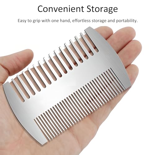 Kootinn Stainless Steel Beard Comb - Credit Card-Sized Anti-Static Grooming Tool
