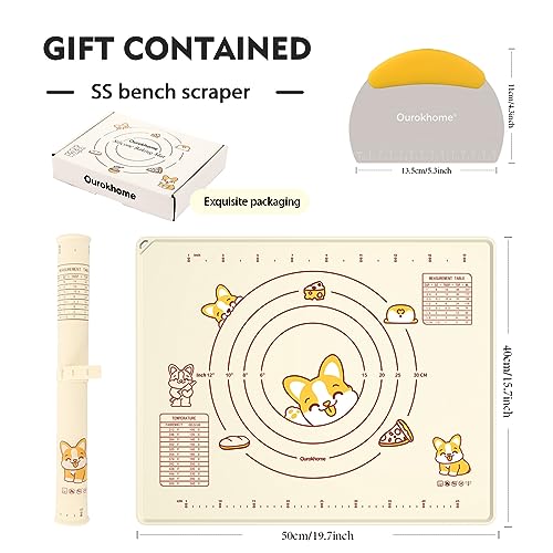 Ourokhome Beige Silicone Baking Mat 20'' x 16'' Non-Stick