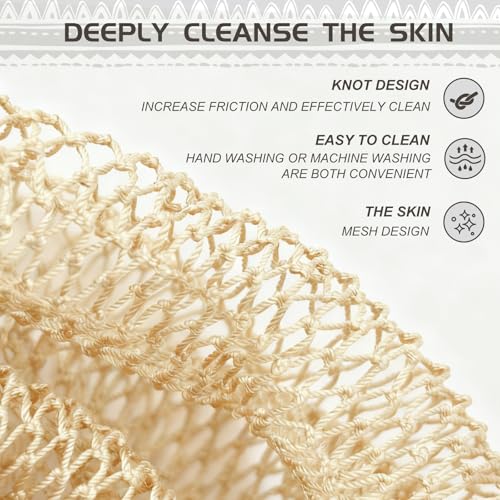 African Exfoliating Net Sponge Body Scrubber - Beige Bath Washcloth
