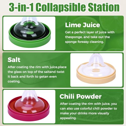 3-Tier Margarita Salt Rimmer Set with Sponges - Easy-Clean Bar Tool