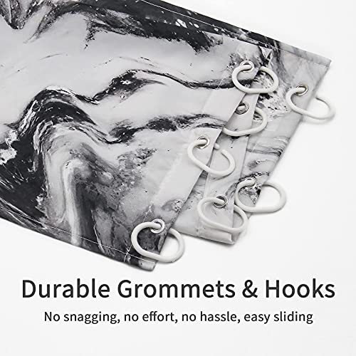 MitoVilla Small Black and White Fabric Shower Curtain, 36 x 72 Inch