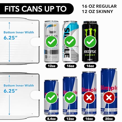 Tall Skinny Can Organizer for Refrigerator - Set of 2