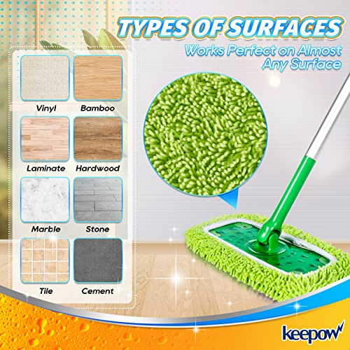 KEEPOW Reusable Mop Pads for Swiffer Sweeper - 4 Pack Microfiber Cleaning Cloths