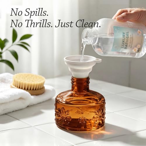 Amolliar 8 Oz Vintage Amber Glass Soap Dispenser with Pump