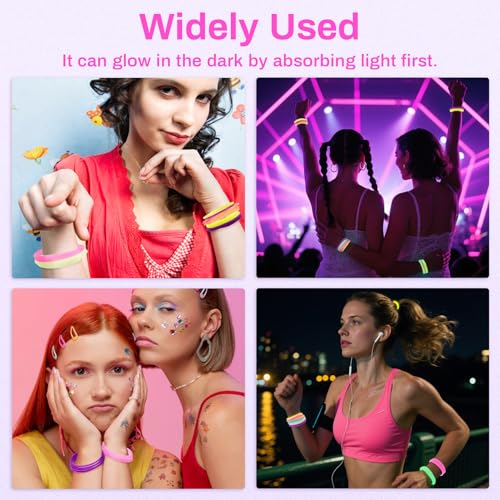 Glow in the Dark Jelly Bracelets & Hair Ties - 30 Pack Neon 80s Accessories