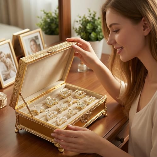 Small Gold Rhinestone Hair Claw Clips 12-Pack Mini Metal Crystal Hair Accessories