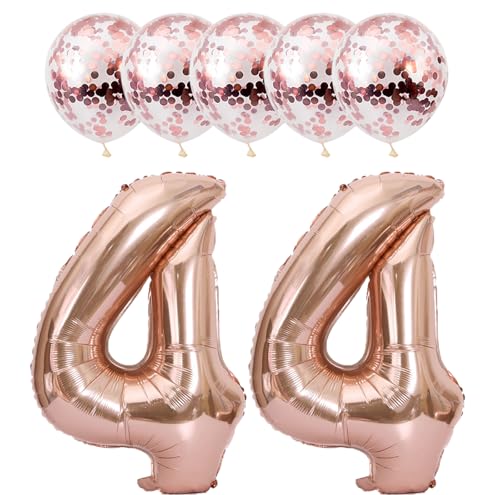 Rose Gold 44 Foil Balloons - 40" Jumbo & Confetti for Parties