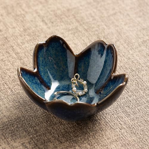 Floral Ceramic Jewelry Tray - 3.5" Ring Holder & Trinket Bowl