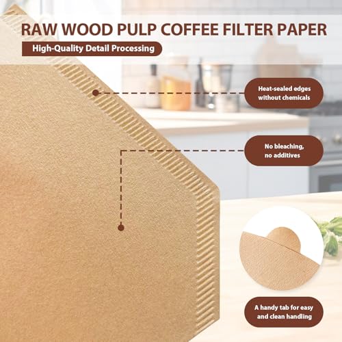 POXXU #4 Unbleached Cone Coffee Filters - 200 Count for 8-12 Cup Brewers