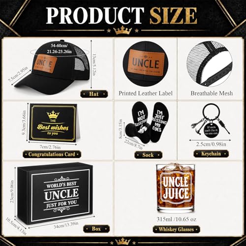 Uncle Gift Set - 7 Pieces for Birthday Christmas from Niece Nephew - Humor, Practicality & Style