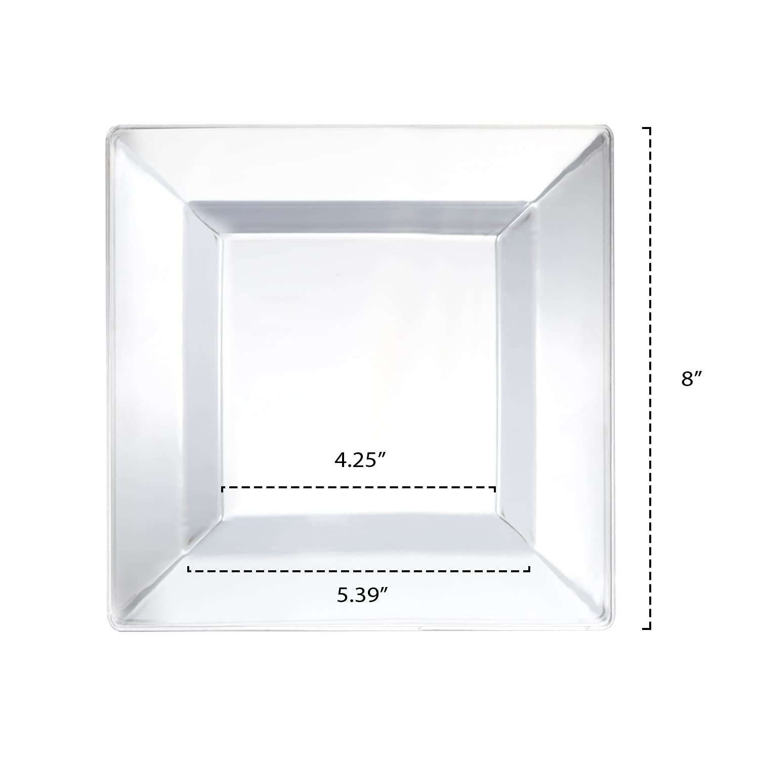 Party Essentials Party Supplies Disposable Classic Square Plastic Plates For Wedding/All Occasions, 8", 70-Count, Clear
