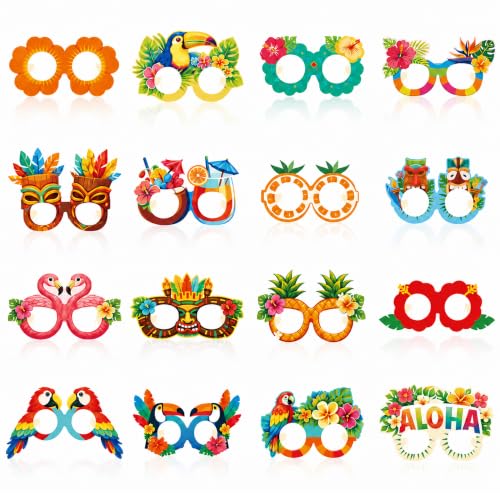 32 Pack Hawaiian Luau Party Glasses - Tropical Photo Props