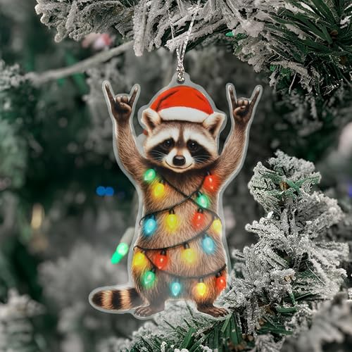 Funny Raccoon Christmas Ornament Raccoon4 - Premium Hardwood Holiday Decor