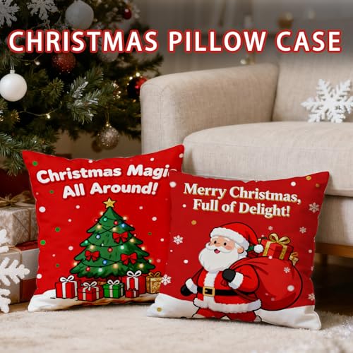 Christmas Pillow Covers - 4 Pack DIY Sublimation Blank Cushion Cases 16x16