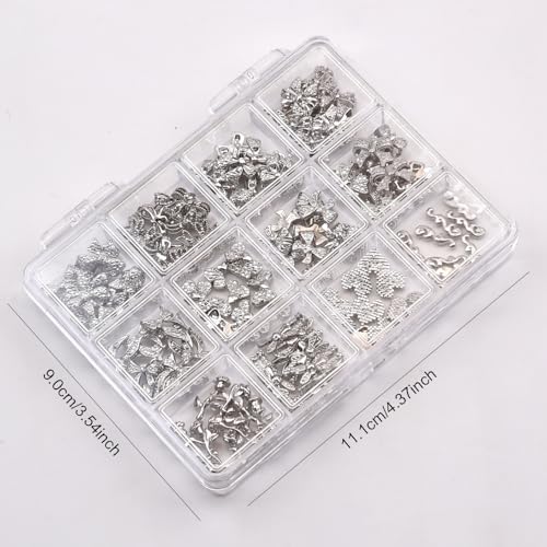 Black Metal Nail Charms 120pcs 3D Bow Rose Heart Nail Studs Y2K Alloy