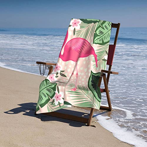 COMFAR Flamingo Microfiber Oversized Beach Towel for Women & Adults - Quick Dry Sand-Free Pool Towel 30x60