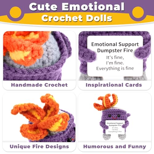 AGIFTMIND Purple Emotional Dumpster Fire Crochet Doll - Hilarious Handcrafted Gift