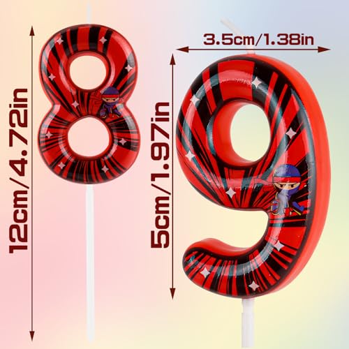 Red Ninja Birthday Candle Number 5 – Kids Cake Topper for Ninja Theme Party
