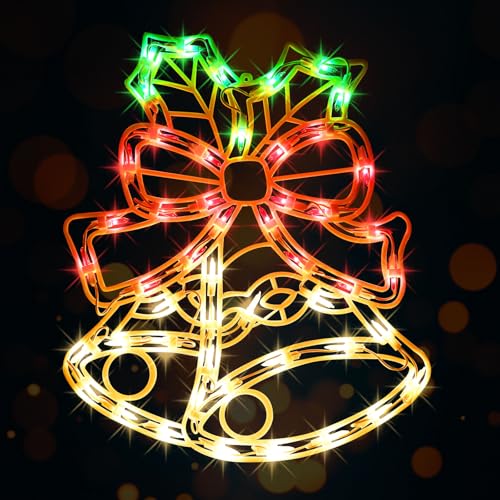 15-Inch Christmas Bell Light with Hanging Suction Cup for Holiday Decor